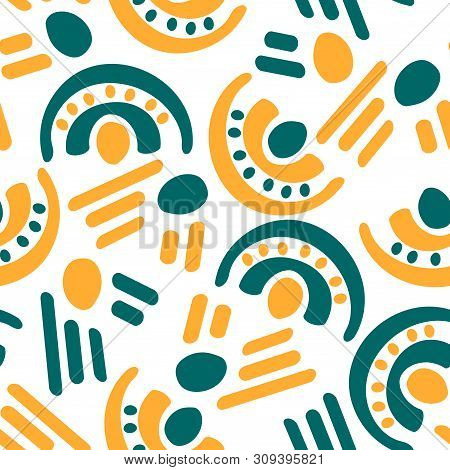 Abstract Seamless Pattern With Graphyc Elements, Modern Abstract Shapes. Geometric Wallpaper For Bus