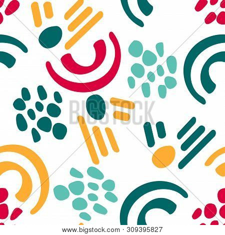 Abstract Seamless Pattern With Graphyc Elements, Modern Abstract Shapes.  Geometric Wallpaper For Bu