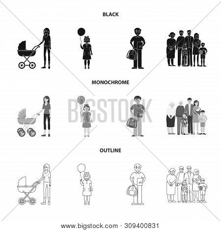 Isolated Object Of Character And Avatar Symbol. Collection Of Character And Portrait Stock Symbol Fo