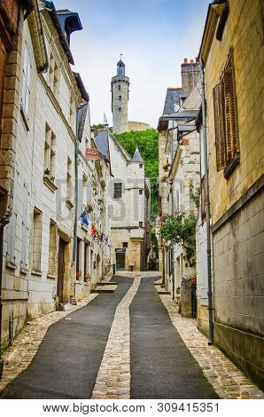 Chinon, France - June 24, 2012. Historic Ciy Center Of Chinon By Loire