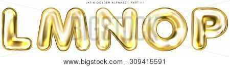 Golden Foil Inflated Alphabet Symbols, Isolated Letters L-m-n-o-p