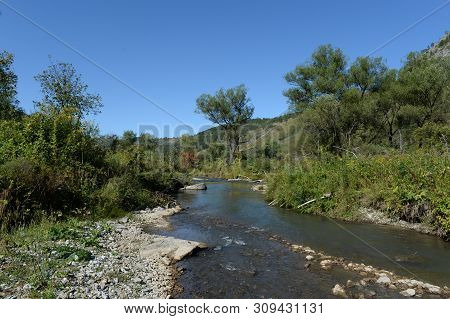 The Mountain River Yarovka On The Territory Of The Altai Territory In Western Siberia. Russia