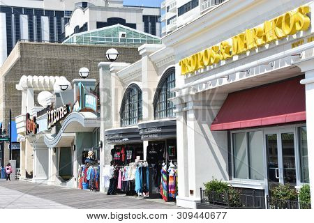 Atlantic City, Nj - May 19: Atlantic City Boardwalk In New Jersey, As Seen On May 19, 2019. Atlantic