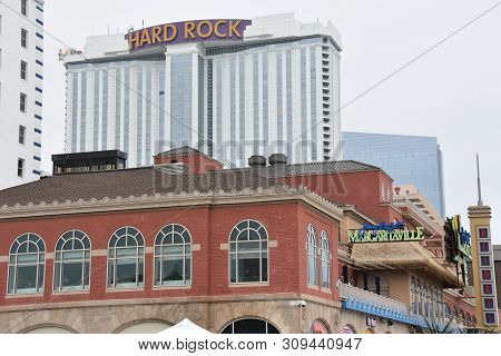 Atlantic City, Nj - May 19: Atlantic City Boardwalk In New Jersey, As Seen On May 19, 2019. Atlantic