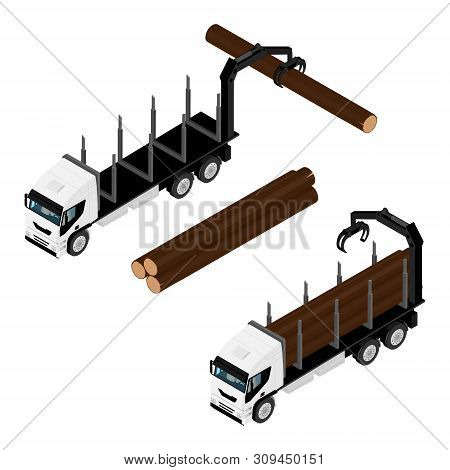 Logging Truck Isometric View Isolated On White Background