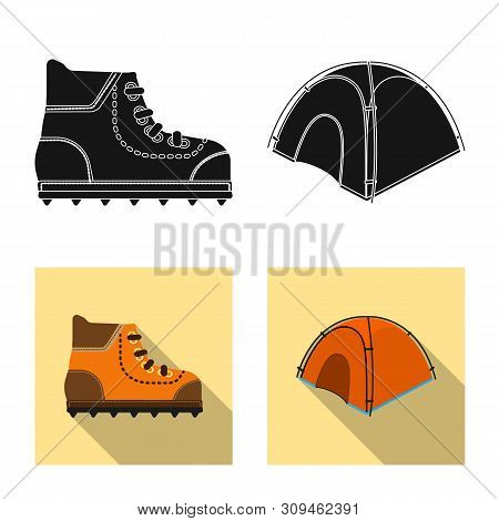 Vector Illustration Of Mountaineering And Peak Icon. Collection Of Mountaineering And Camp Stock Vec