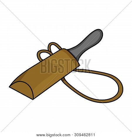 Cartoon Knife In Case Isolated On White Background. Medieval Weapon. Adventure Items. Illustration F