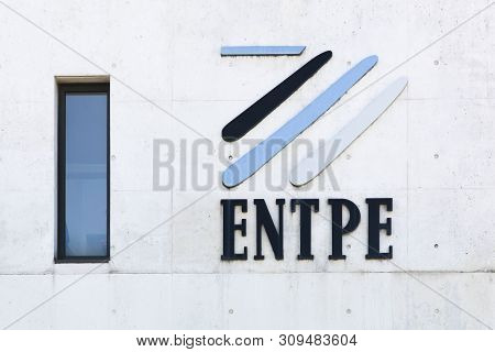 Vaulx En Velin, France - June 13, 2019: Entpe Logo On A Wall. Entpe, National School Of Public Works
