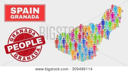 Demographic Granada Province Map Illustration. People Color Mosaic Granada Province Map Of Humans, A