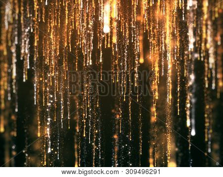 Futuristic Gold Lights Awards Glamour Abstract Background.