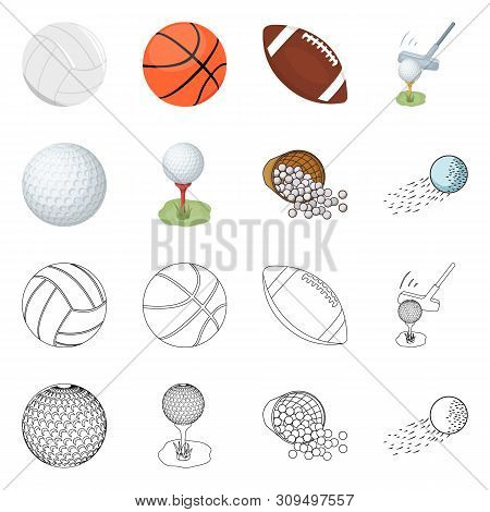 Vector Illustration Of Ball And Soccer Sign. Set Of Ball And Basketball Stock Vector Illustration.