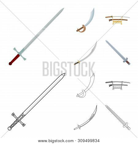 Vector Illustration Of Sword And Blade Logo. Collection Of Sword And Game Vector Icon For Stock.