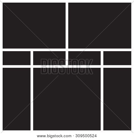 Vector Mood Board Of Nine Frames. Photo Collage Templates.