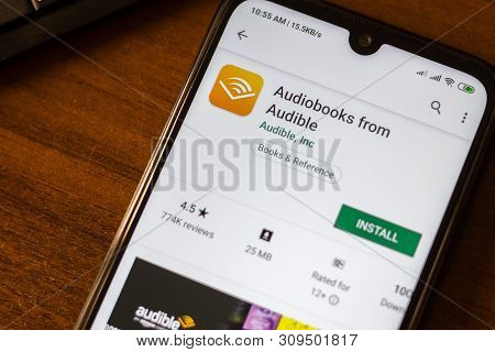 Ivanovsk, Russia - June 26, 2019: Audiobooks From Audible App On The Display Of Smartphone Or Tablet