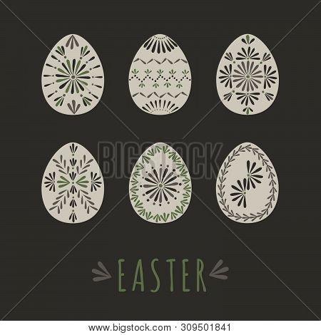 Traditional Vintage Easter Eggs. Vector Illustration Using Traditional Baltic Ornaments.