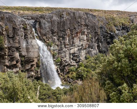 Scenic High Water Fall In New Zealand