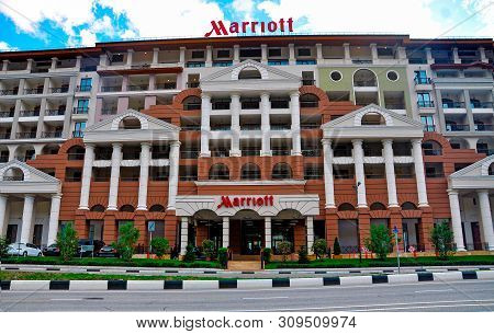 Russia, Sochi -october 11 2017-marriott Premium Hotel In The Resort Gorky Gorod Na Krasnaya Polyana