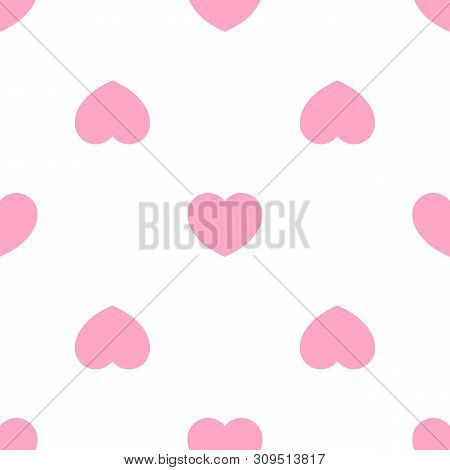 Cute Pink Hearts Romantic Seamless Patttern. Texture For Wallpapers, Fabric, Wrap, Web Page Backgrou