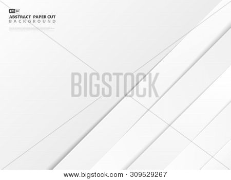 Abstract Gradient White Paper Cut Lines Shape Pattern Design Background. Illustration Vector Eps10