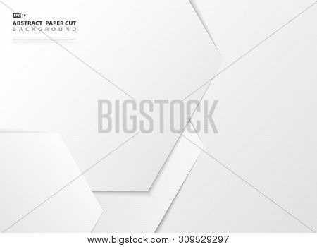 Abstract Gradient White Hexagonal Pattern Design Paper Cut Background. Vector Eps10