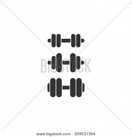 Level Of Hardness, Difficulty Or Challenge Metaphor. Barbell Dumbbell Set. Flat Vector Icon Isolated