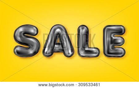 Sale Black Latex Lettering On The Brigh Yellow Background, Bannertemplate