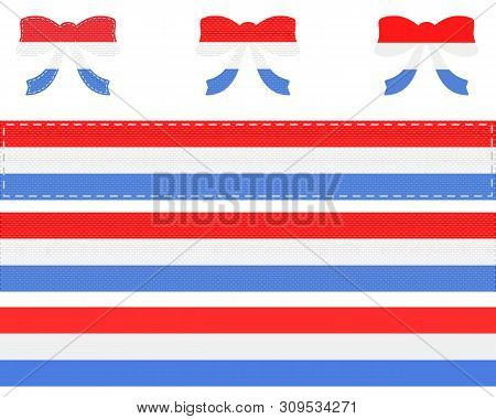 Detailed And Accurate Illustration Of Luxembourgian Flag On Ribbon And Bow