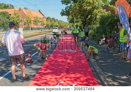 First Protected Bike Lane In Bielefeld On June 29th 2019. This Was An Event Of The Radentscheid Biel