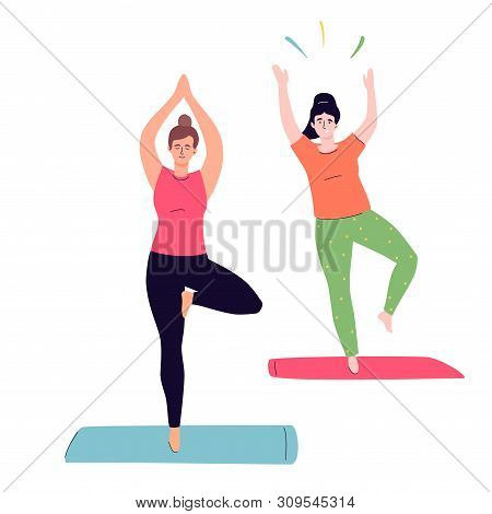 Yoga Class - Colorful Flat Design Style Illustration