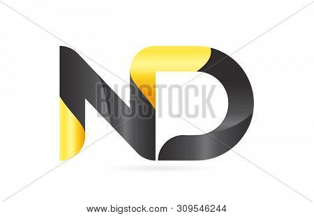 Joined Or Connected Nd N D Yellow Black Alphabet Letter Logo Combination Suitable As An Icon Design 