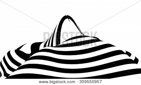 Optical Illusion Wave. Abstract 3D Black And White Illusions. Horizontal Lines Stripes Pattern Or Ba