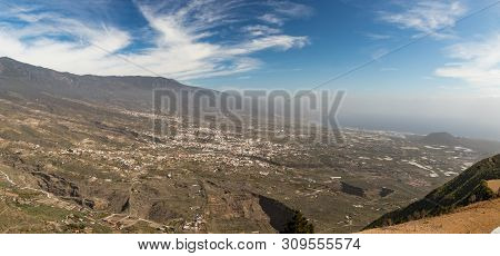 Aerial View Of Valley Guimar, Located In The District Of Chacona. Beautiful Sunny Day And Blue Sky A