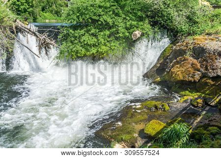 Whitewater Erupts At Tumwater Falls In Tumwater, Washington.