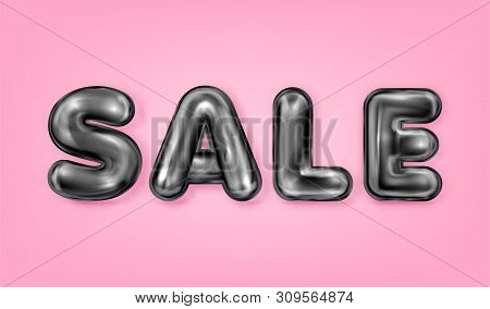 Sale Black Latex Lettering On The Sweet Pink Background, Bannertemplate