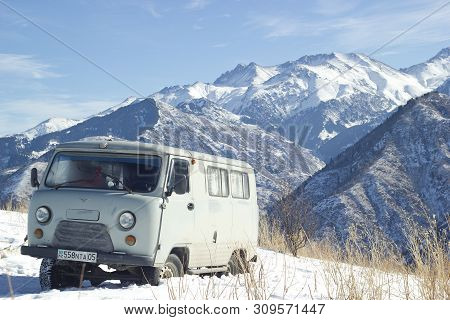 Almaty, Kazakhstan - January 10, 2019: Uaz 452 In Tian-shan Mountain On Freeride 4x4