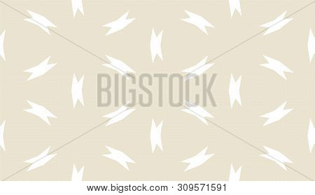 Geometric Seamless Pattern. Two Colors Beige And White. Vector Illustration