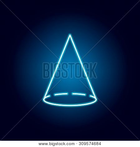 Cone Icon In Neon Style. Geometric Figure Element For Mobile Concept And Web Apps. Thin Line Icon Fo