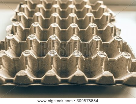 Open Empty Cardboard Egg Container Box, Farm Egg Tray Carton Grid Background, Egg Packaging of Product Protection
