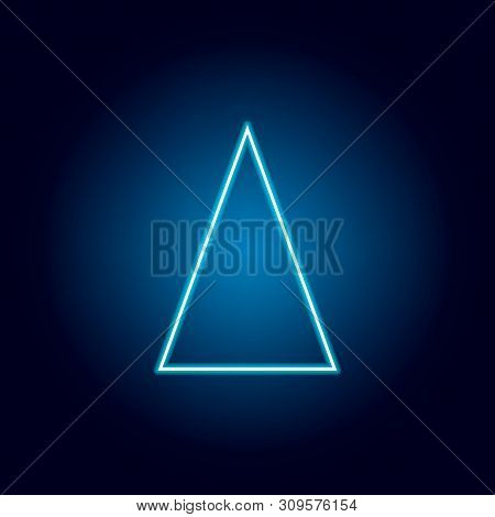 Isosceles Triangle Icon In Neon Style. Geometric Figure Element For Mobile Concept And Web Apps. Thi