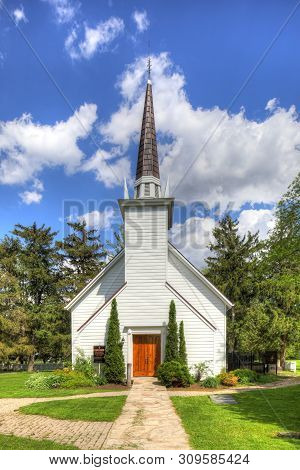 Brantford, Ontario/canada- January 7: A Vertical View Of Mohawk Chapel In Brantford, Canada. Built I