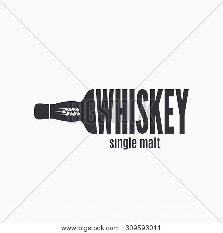 Whiskey Bottle Logo. Lettering Sign Of Whisky