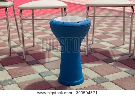 Azerbaijan Djembe Drum Profesional With Deep Carving For Musician . Closeup View Of Djembe, Accentua