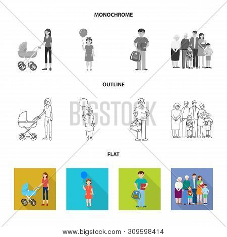 Isolated Object Of Character And Avatar Icon. Set Of Character And Portrait Stock Symbol For Web.