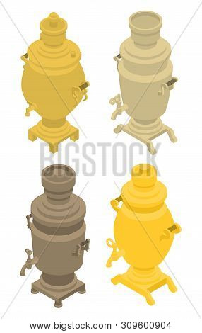 Samovar Icons Set. Isometric Set Of Samovar Vector Icons For Web Design Isolated On White Background