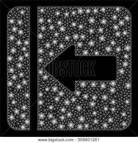 Glossy Mesh Hide Menu Left With Glare Effect. Abstract Illuminated Model Of Hide Menu Left Icon. Shi