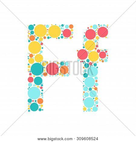 A Letter Of The Alphabet From Colored Circles Laid Out By A Cheerful Mozayka. Vector Font Illustrati