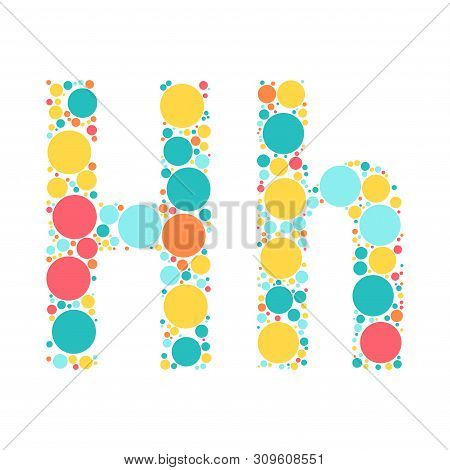 A Letter Of The Alphabet From Colored Circles Laid Out By A Cheerful Mozayka. Vector Font Illustrati