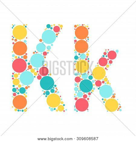 A Letter Of The Alphabet From Colored Circles Laid Out By A Cheerful Mozayka. Vector Font Illustrati