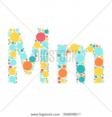 A Letter Of The Alphabet From Colored Circles Laid Out By A Cheerful Mozayka. Vector Font Illustrati