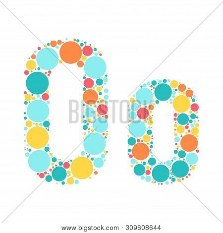 A Letter Of The Alphabet From Colored Circles Laid Out By A Cheerful Mozayka. Vector Font Illustrati